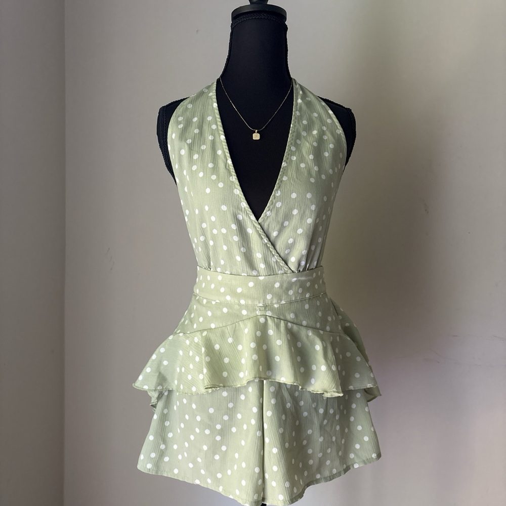 PrettyLittleThing Olive Polka Dot Dress